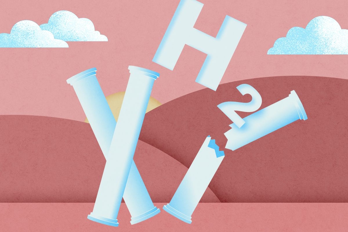 Hydrogen falling from pillars.