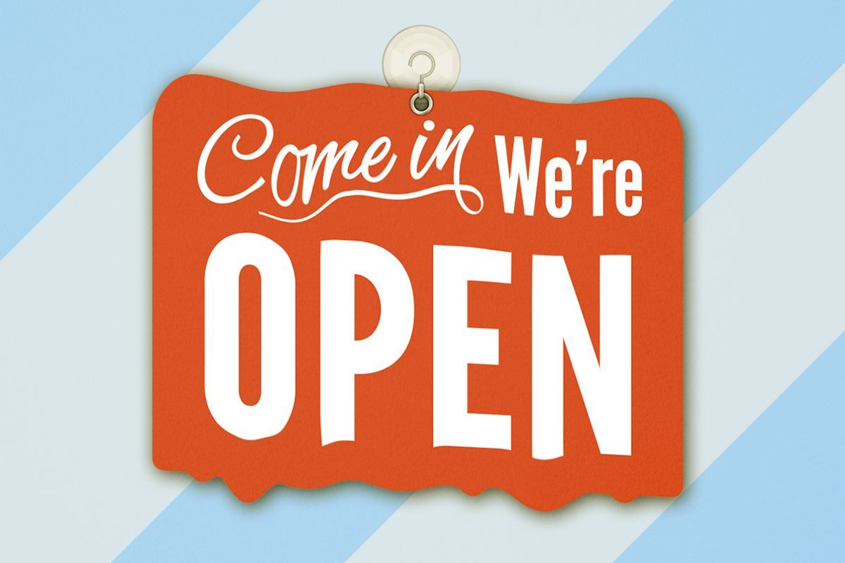 A melting 'open' sign.