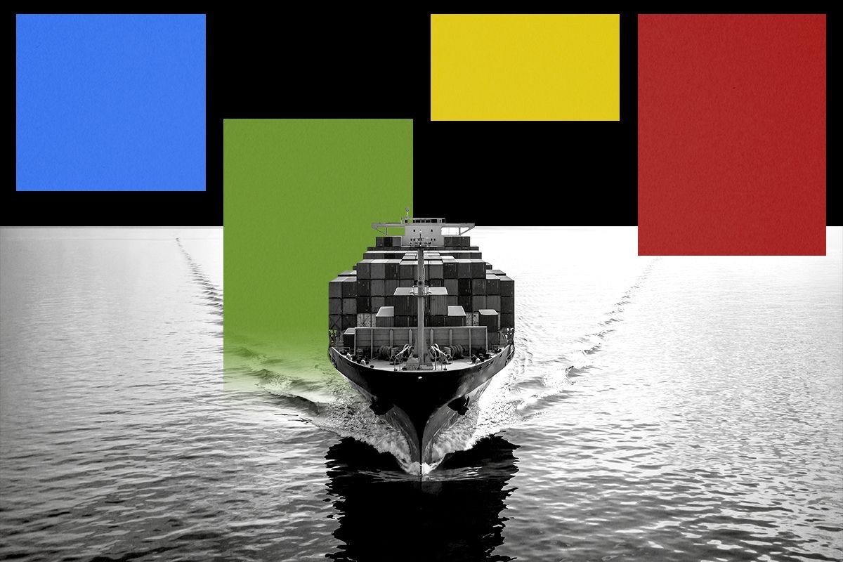 A container ship.
