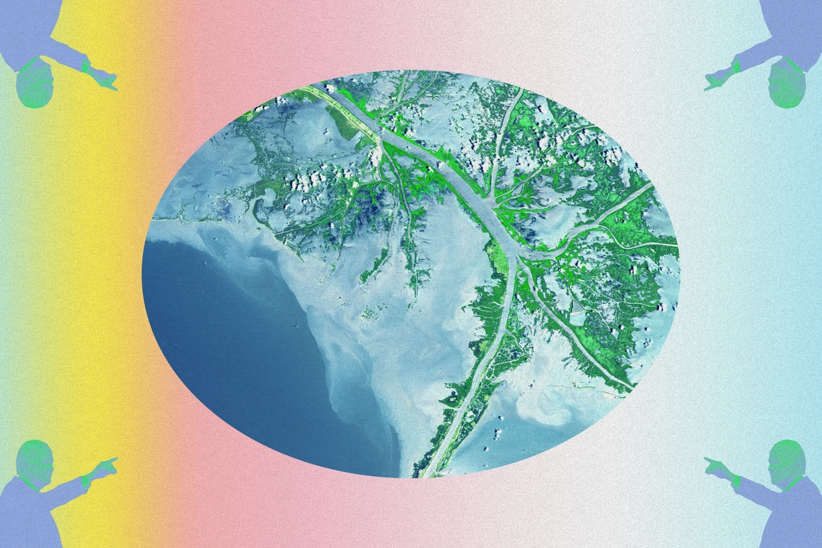 Biden pointing at the Earth.