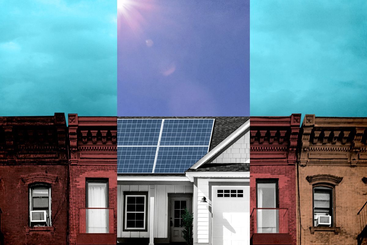 Suburban and urban buildings.