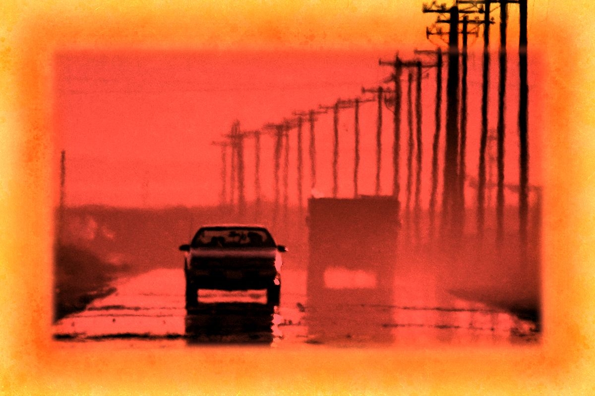 Heatwaves on a road.