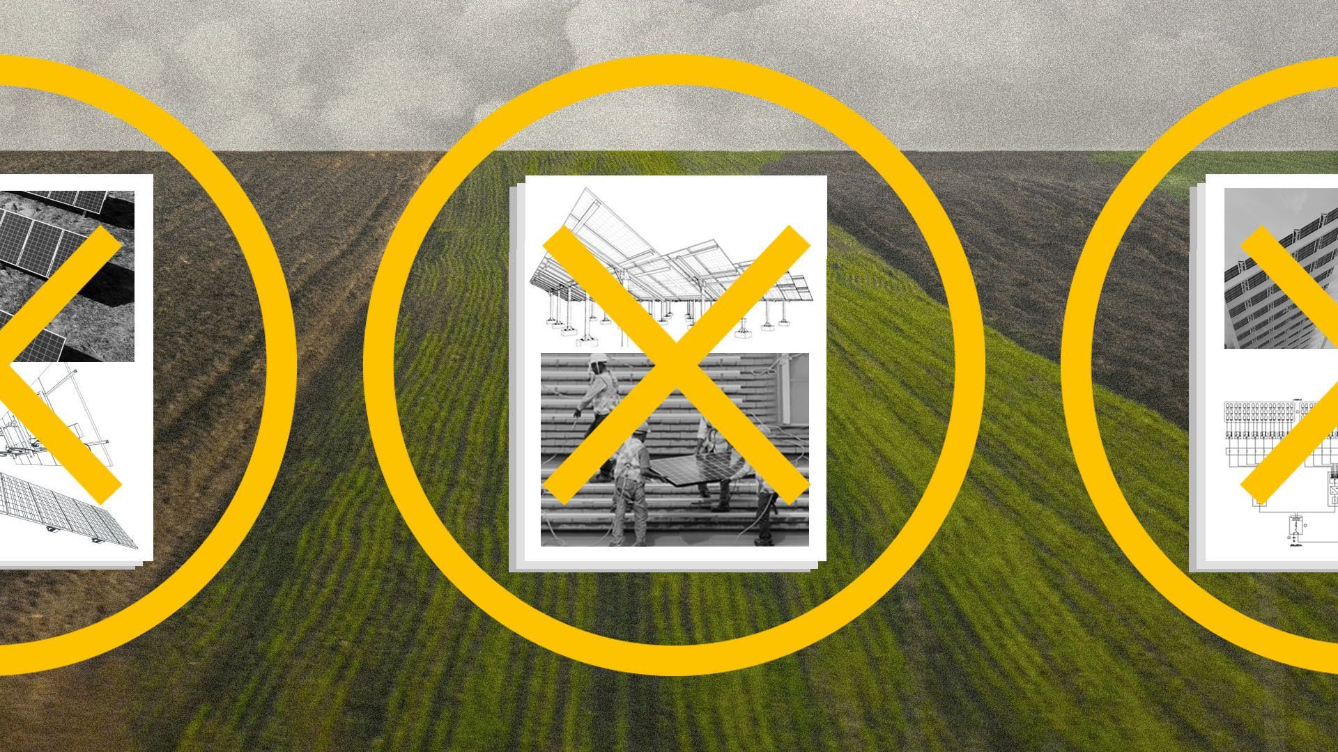 Solar farms on farmland.