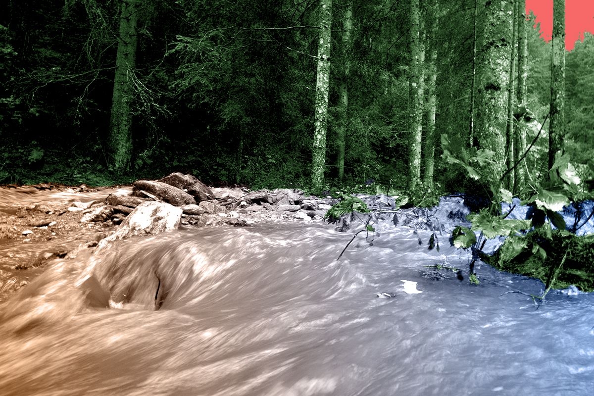 Rushing water.