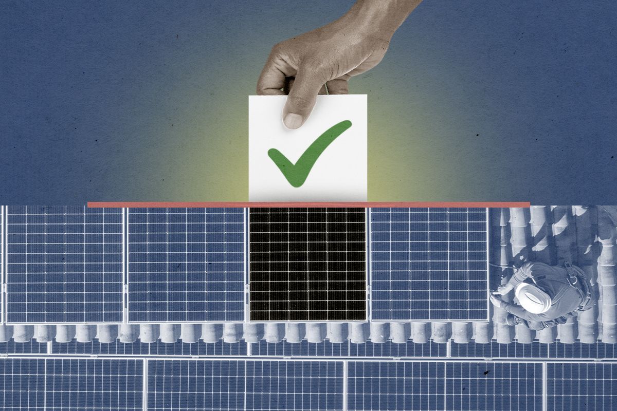 Voting and solar panels.