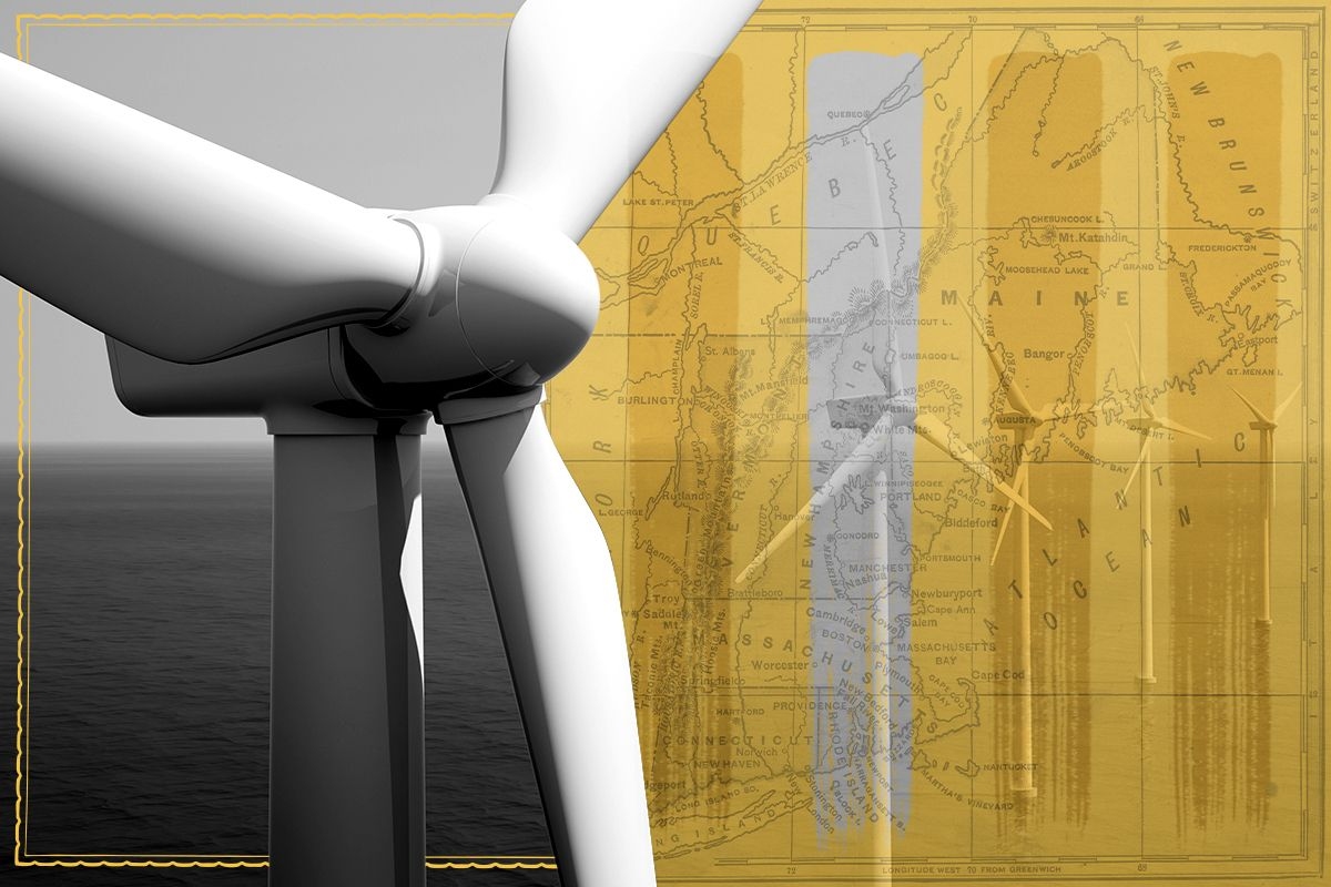 Wind turbines.
