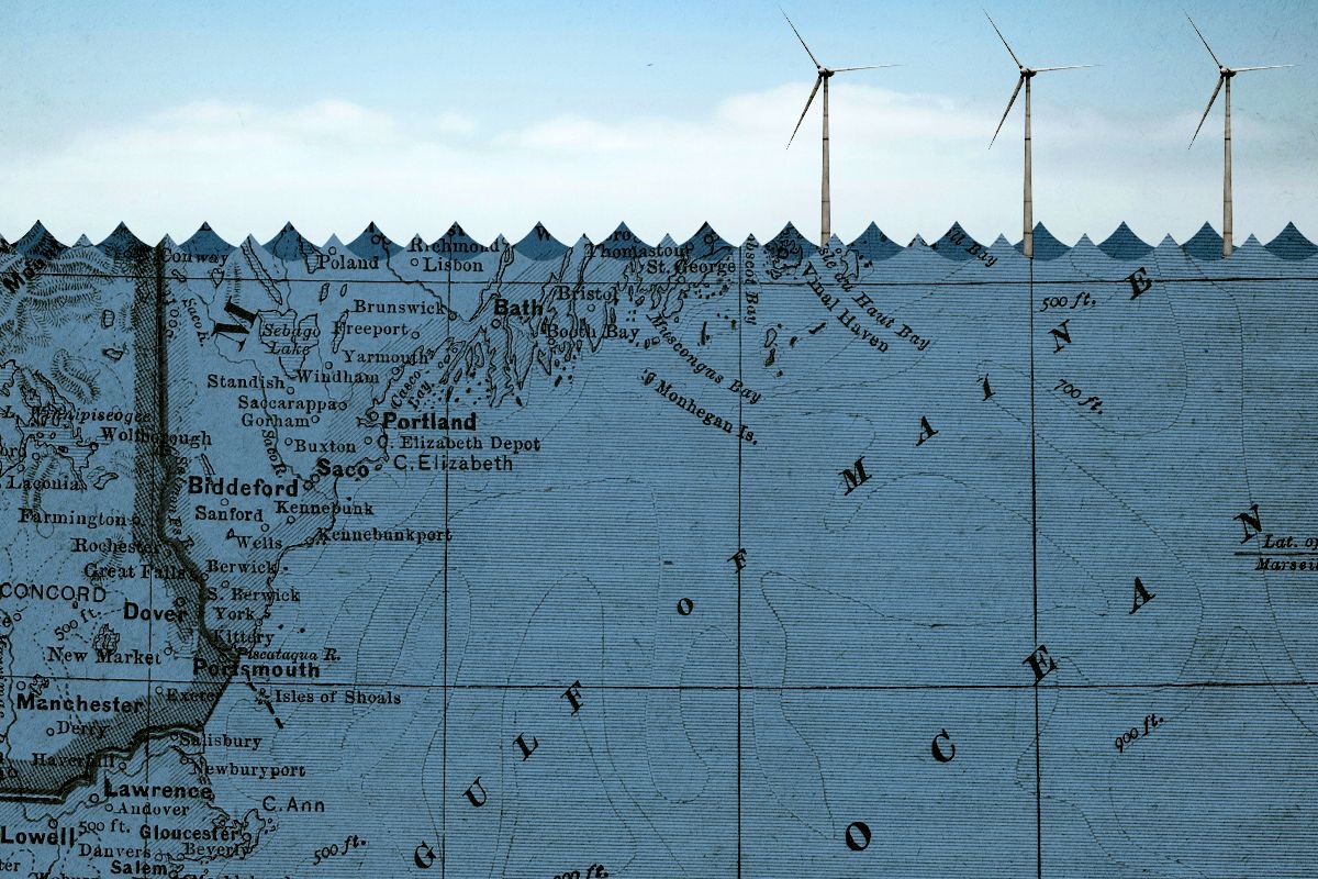The Gulf of Maine and wind turbines.