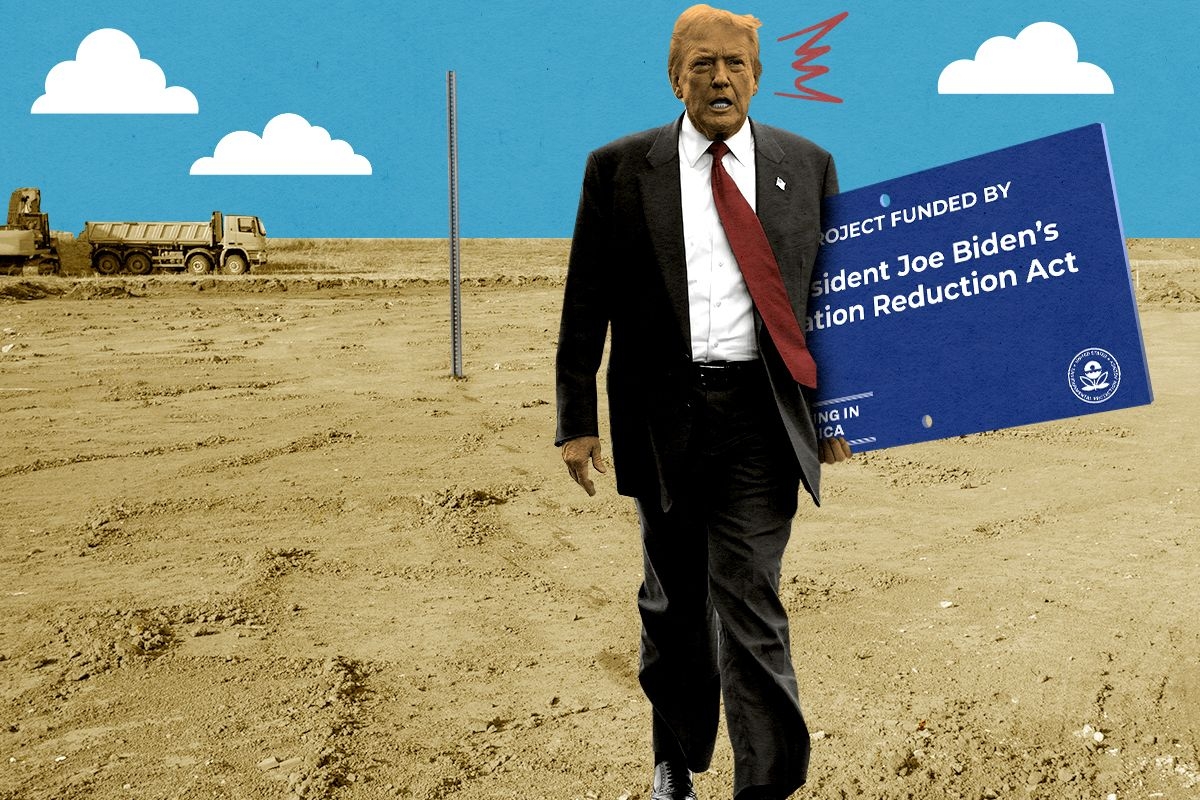 Donald Trump taking down an IRA sign.