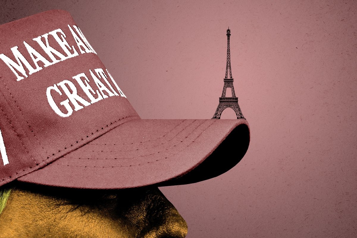 Donald Trump and the Eiffel Tower.