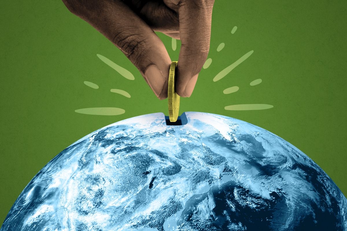 Putting money into Earth.