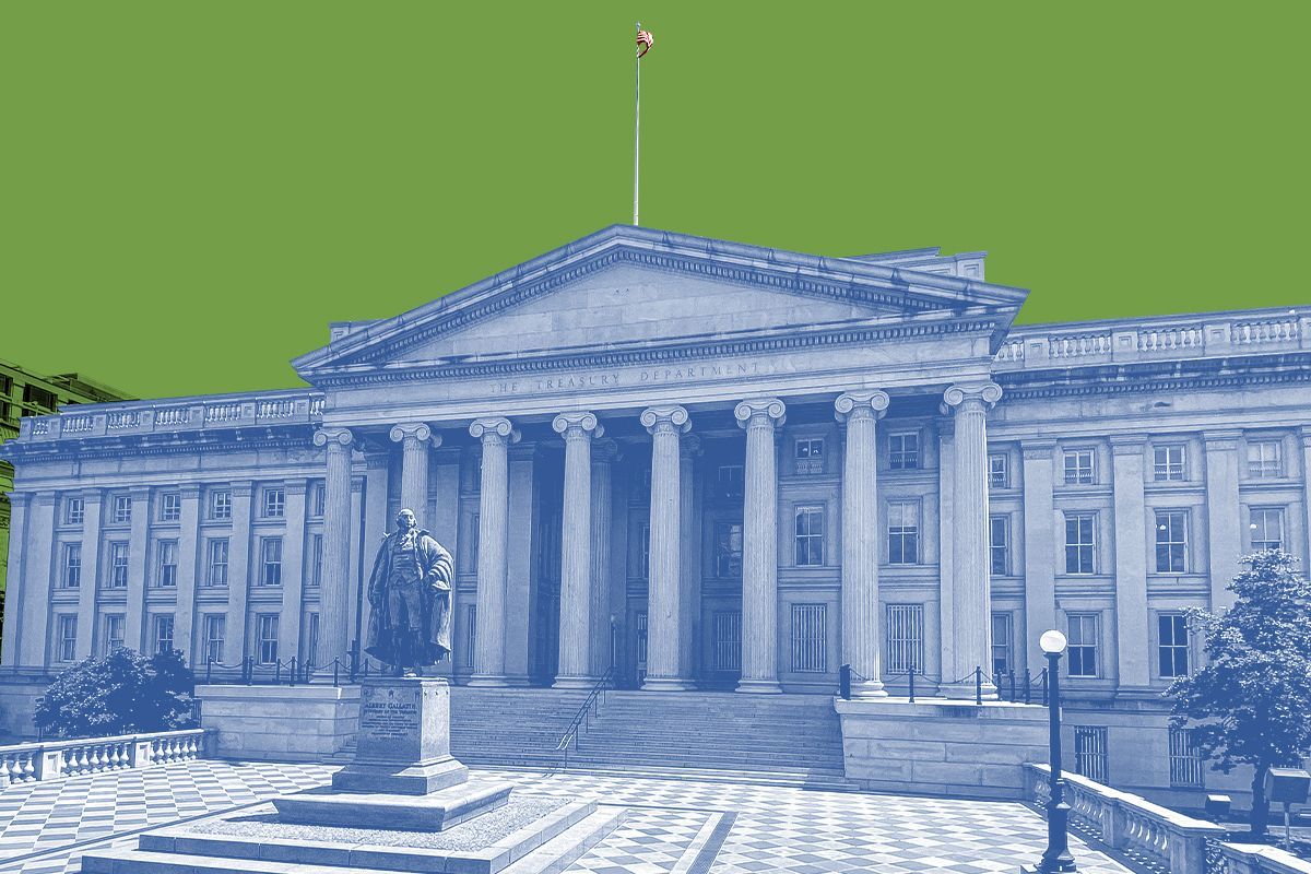 The Treasury Department building.