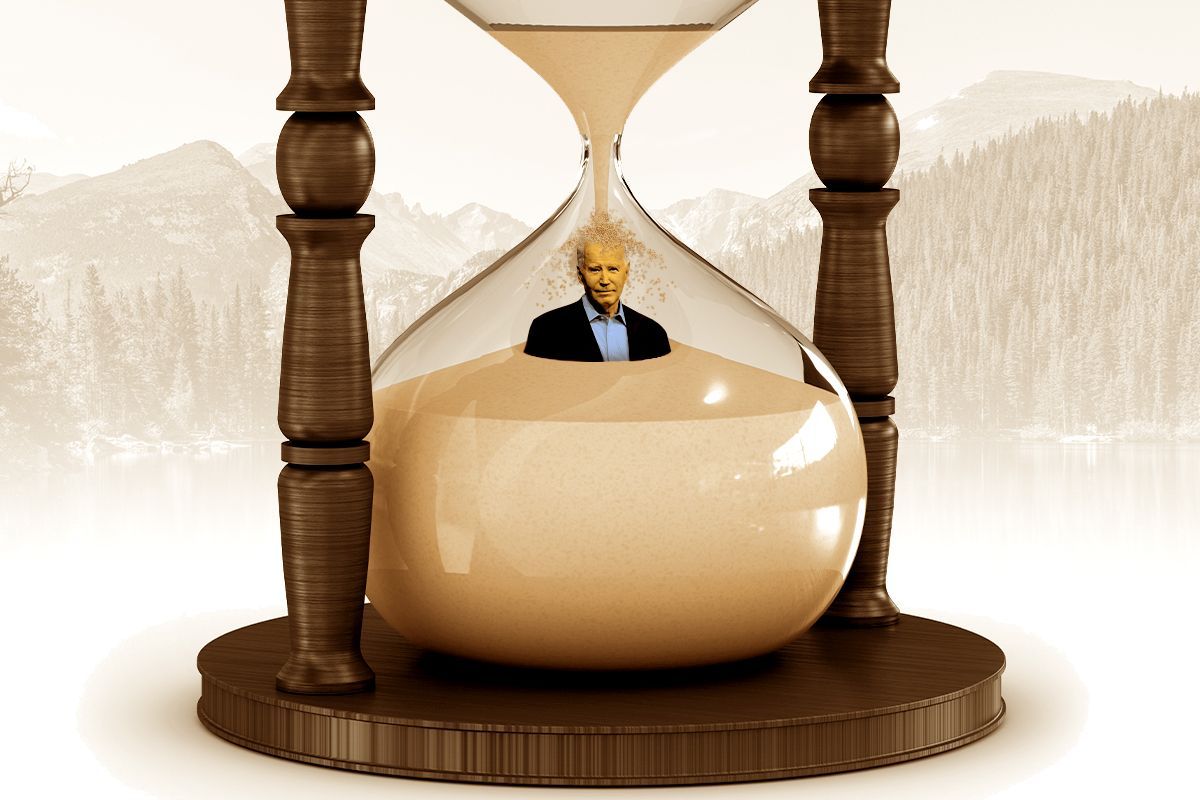 President Biden in an hourglass.