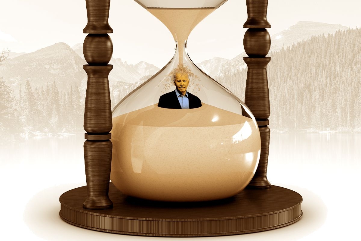President Biden in an hourglass.