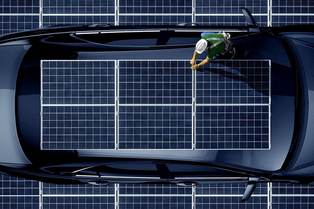 Solar panels on a car.