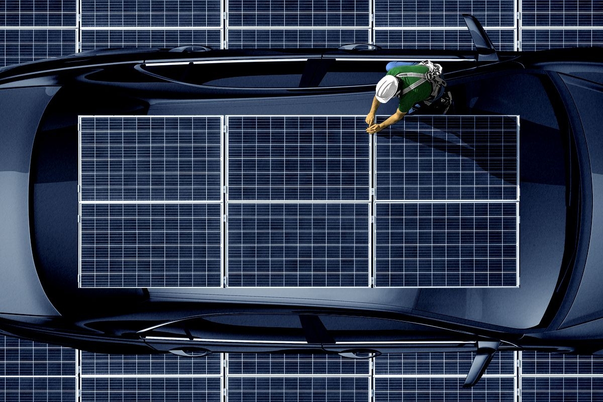 Solar panels on a car.