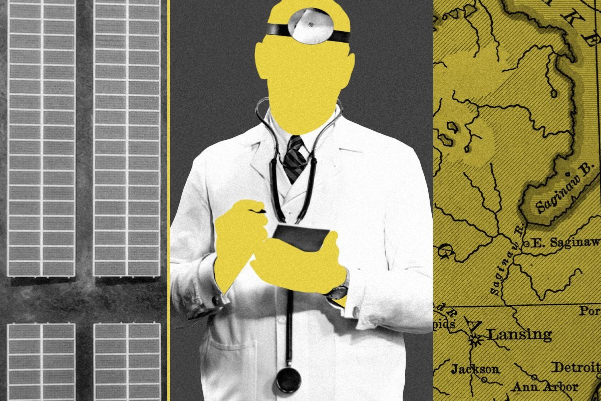 A doctor and solar panels.