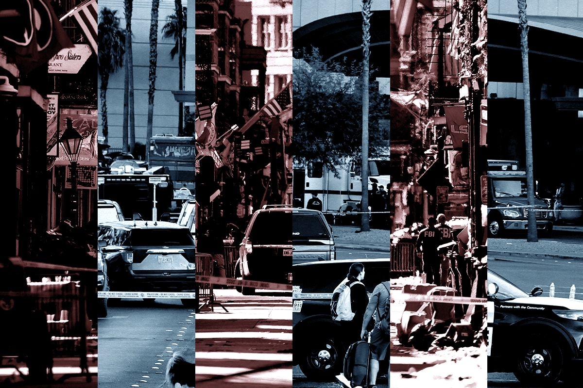 New Orleans and Las Vegas truck attack scenes.