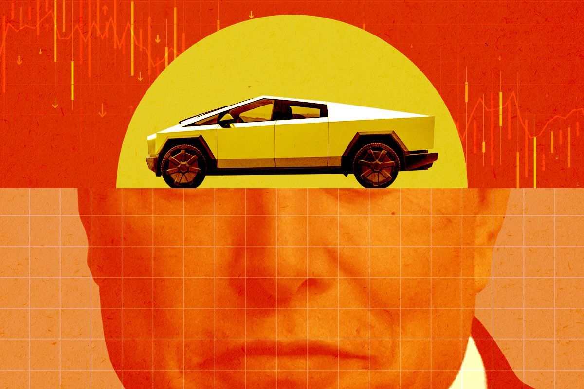 Elon Musk and a Cybertruck.