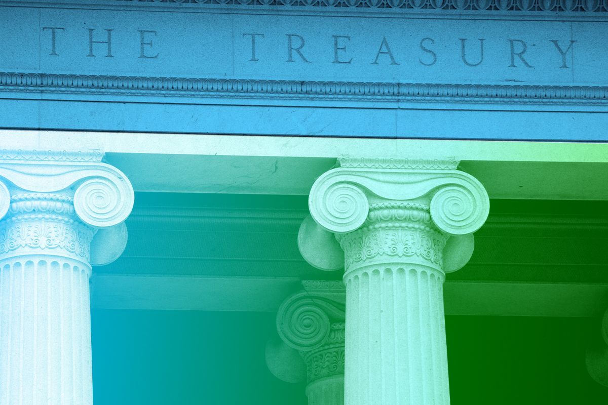 The Treasury department exterior.