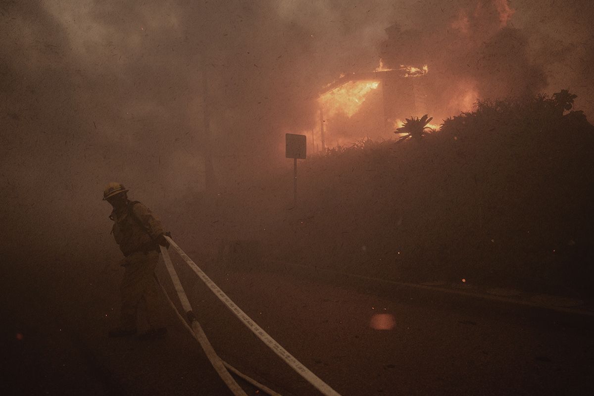 A firefighter in Los Angeles.