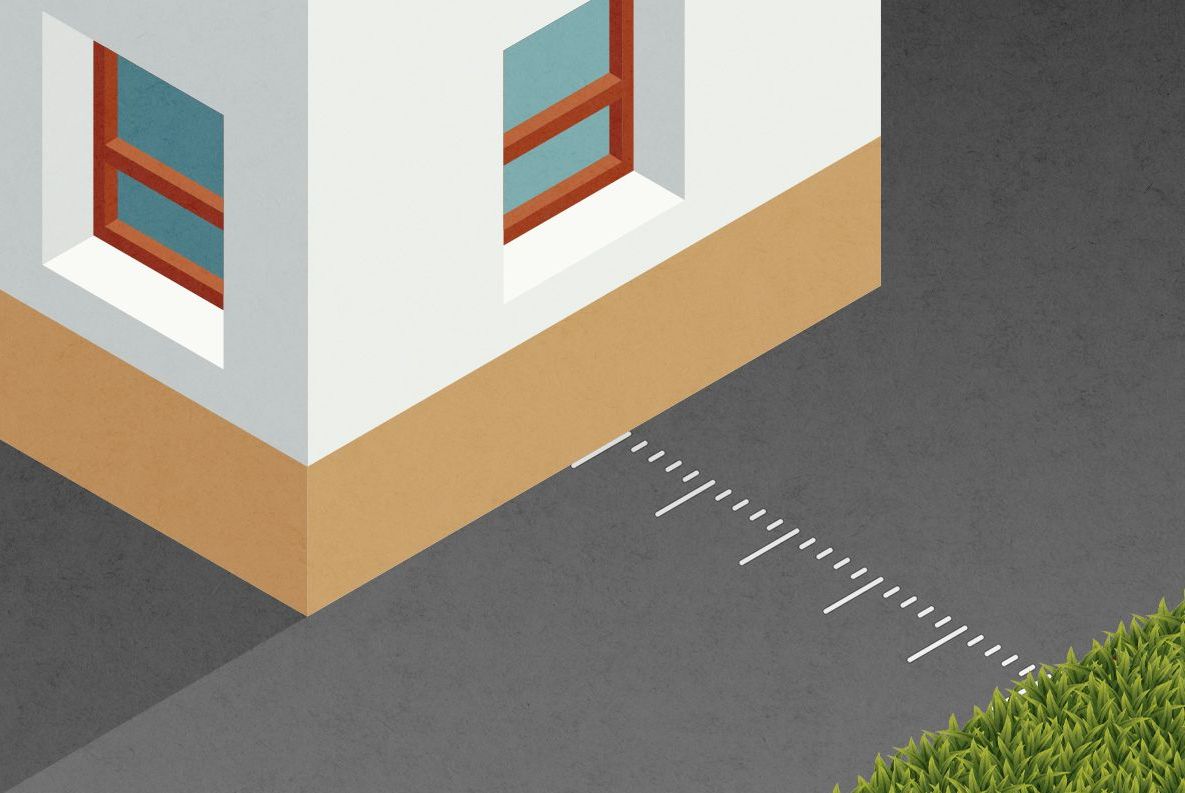 A house and distance from grass.