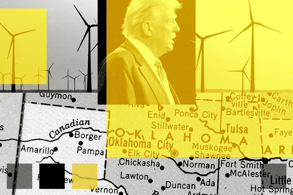 Map of Oklahoma wind farms.