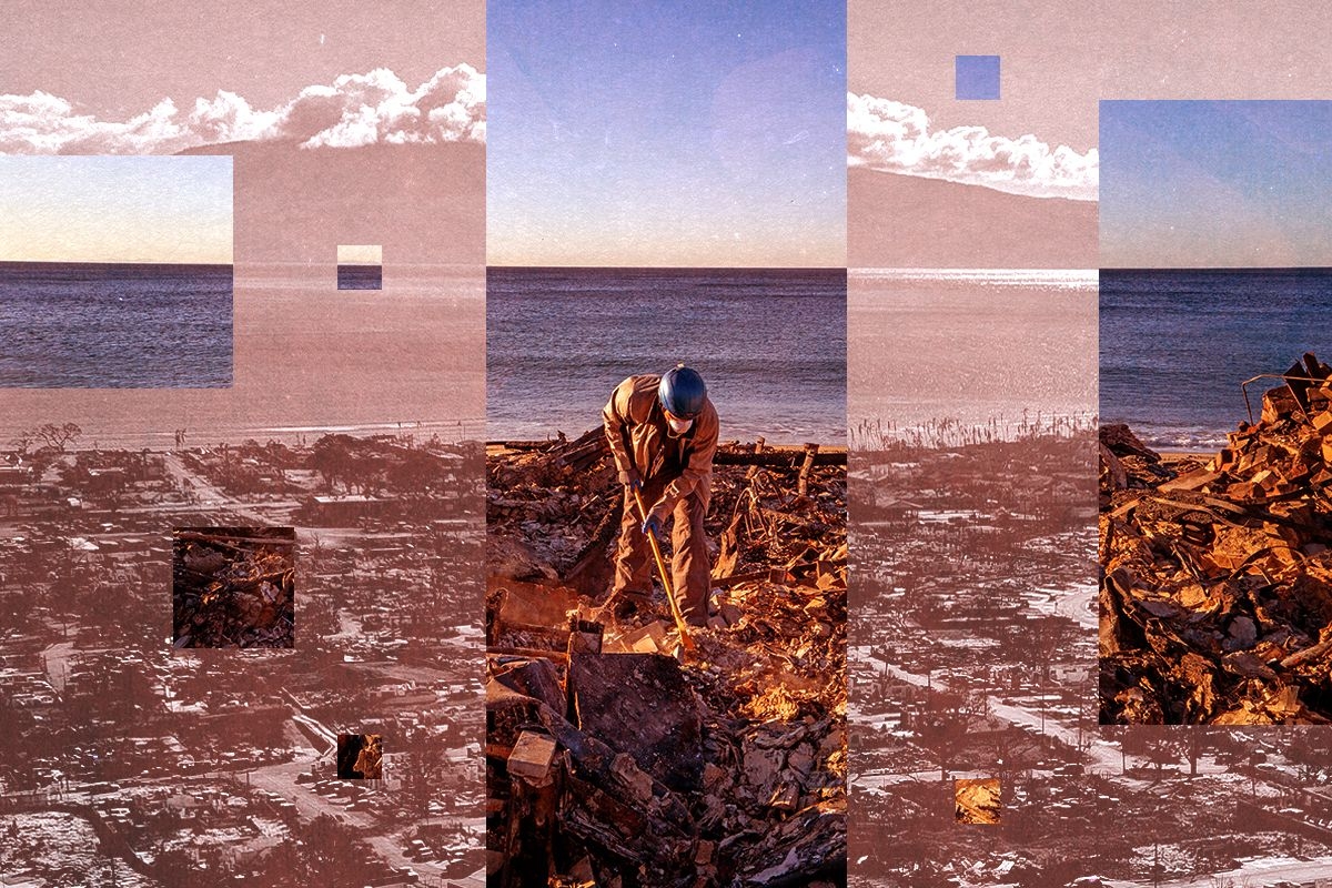 Los Angeles and Maui fire destruction.