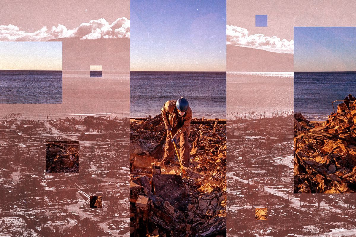 Los Angeles and Maui fire destruction.