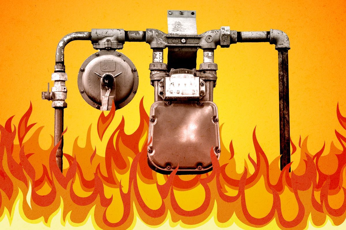 A burning gas meter.