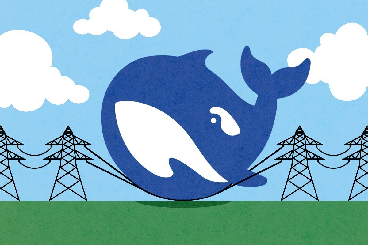 The Deepseek logo on wires.