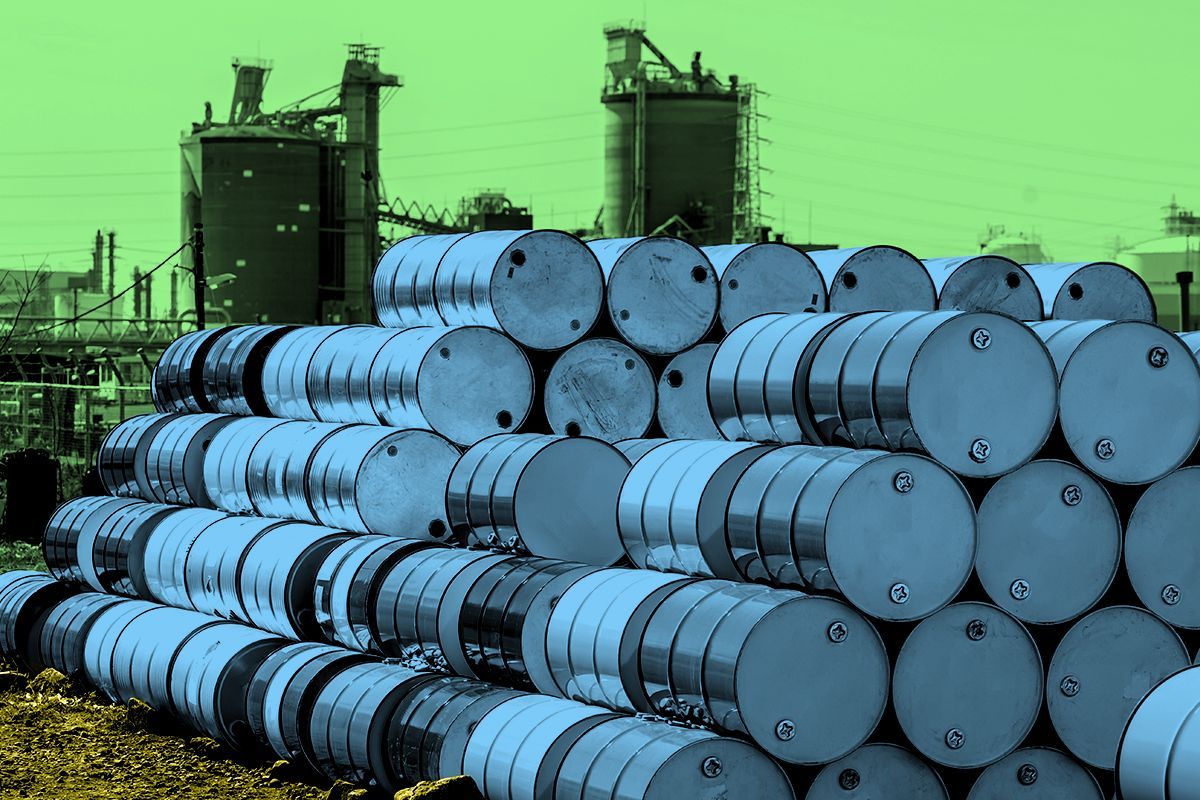 Oil barrels.