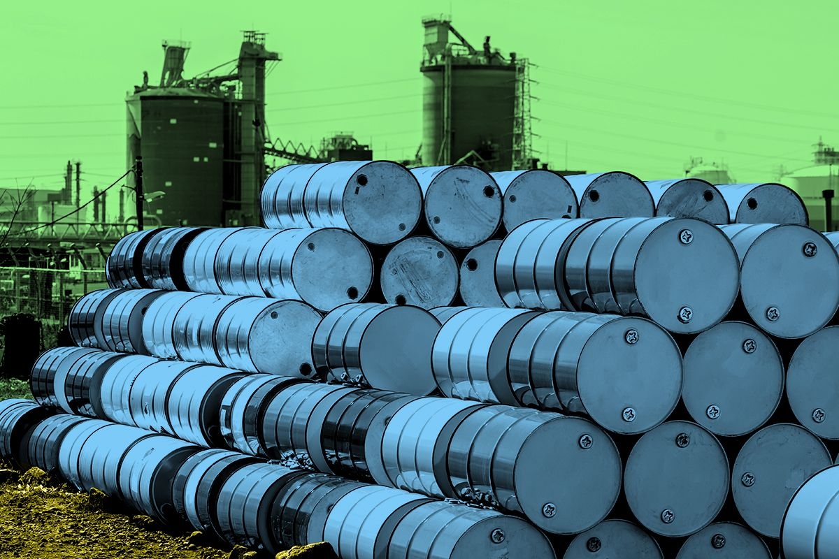 Oil barrels.