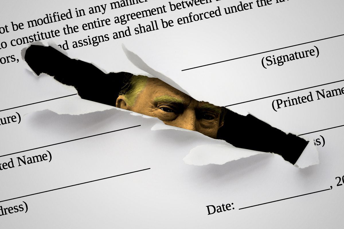 Donald Trump and a ripped contract.