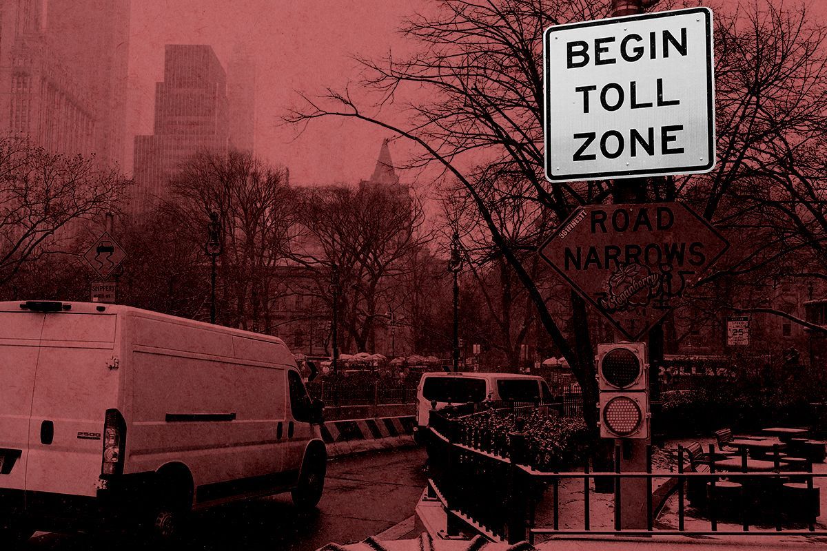 A Manhattan toll sign.