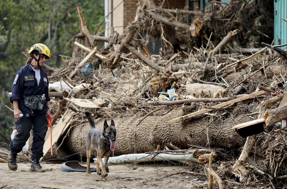 A member of the FEMA Urban Search and Rescue Task Force in Asheville, North Carolina after Hurricane Helene.