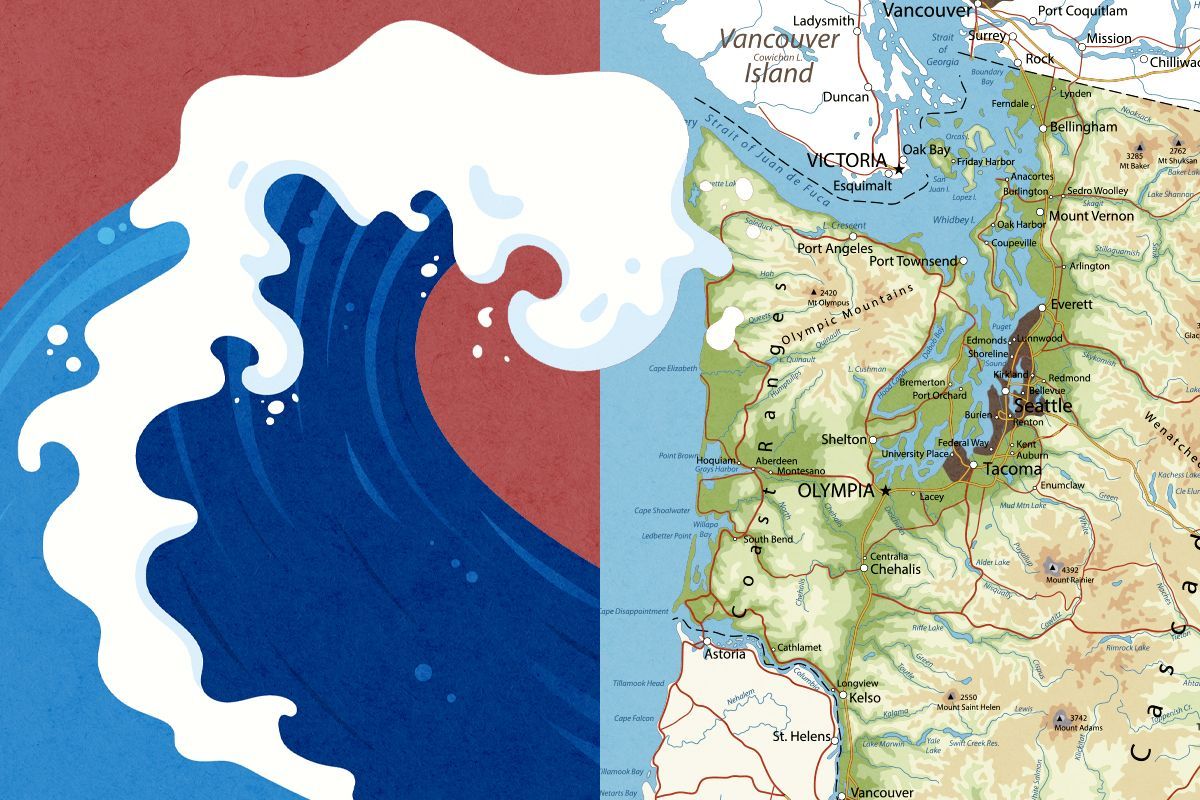 Washington state and a wave.