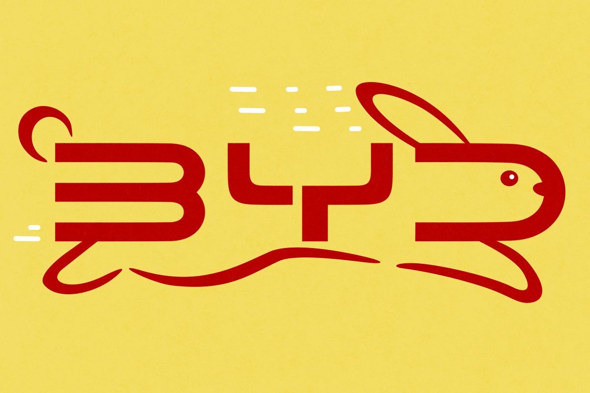 The BYD logo as a rabbit.