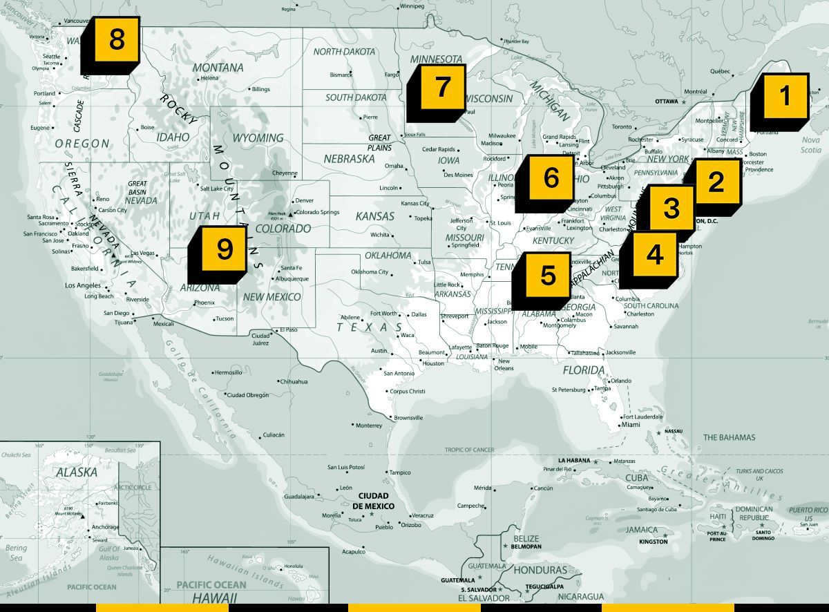 Map of renewable energy fights.