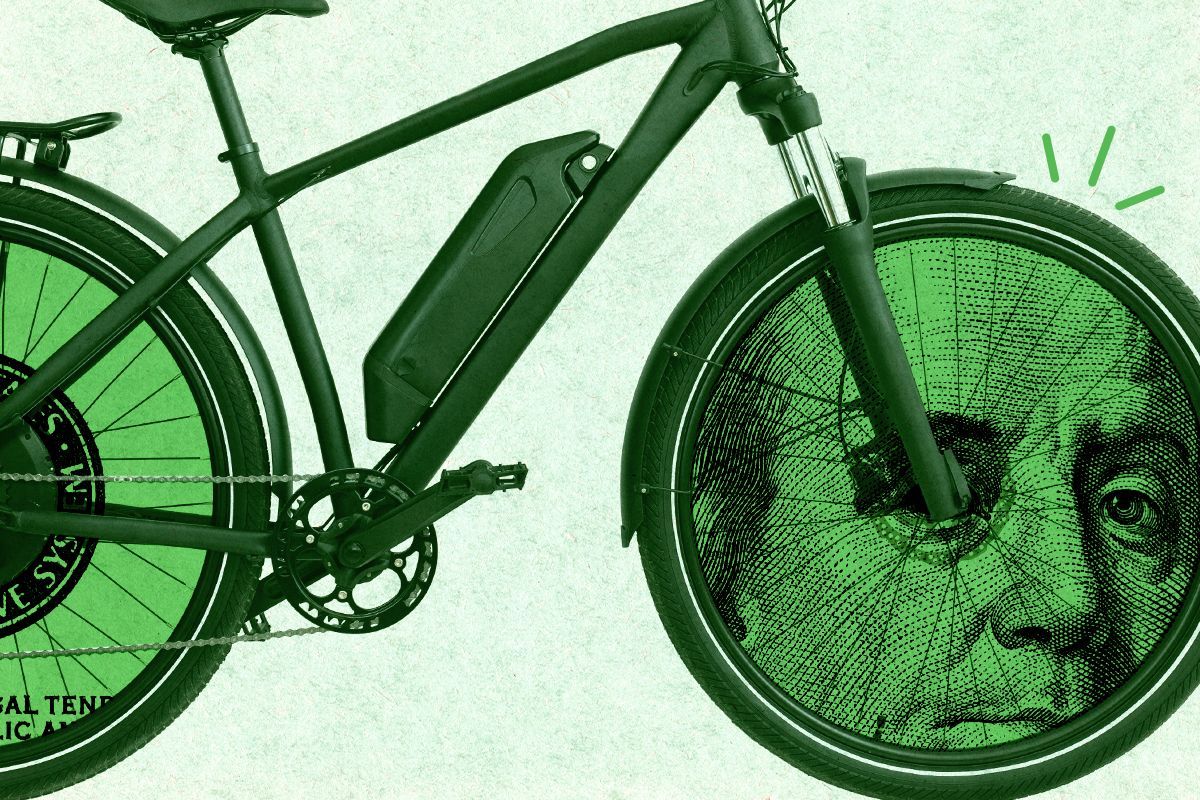 An e-bike and money.