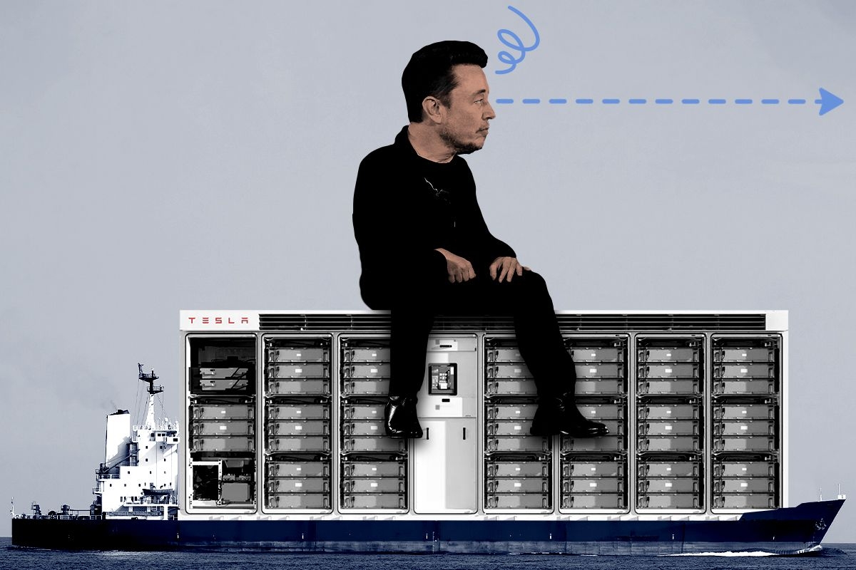 Elon Musk on a container ship.