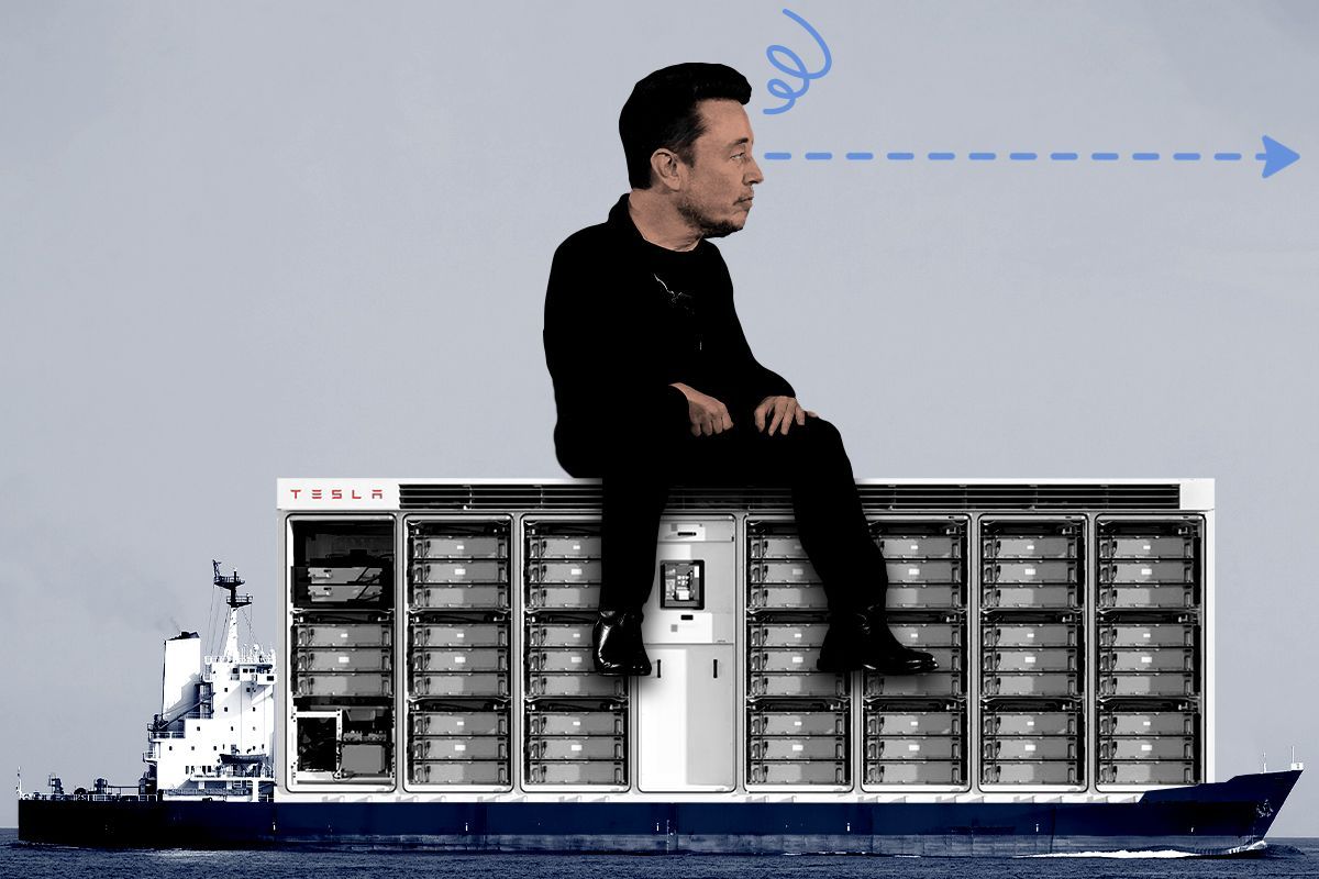 Elon Musk on a container ship.