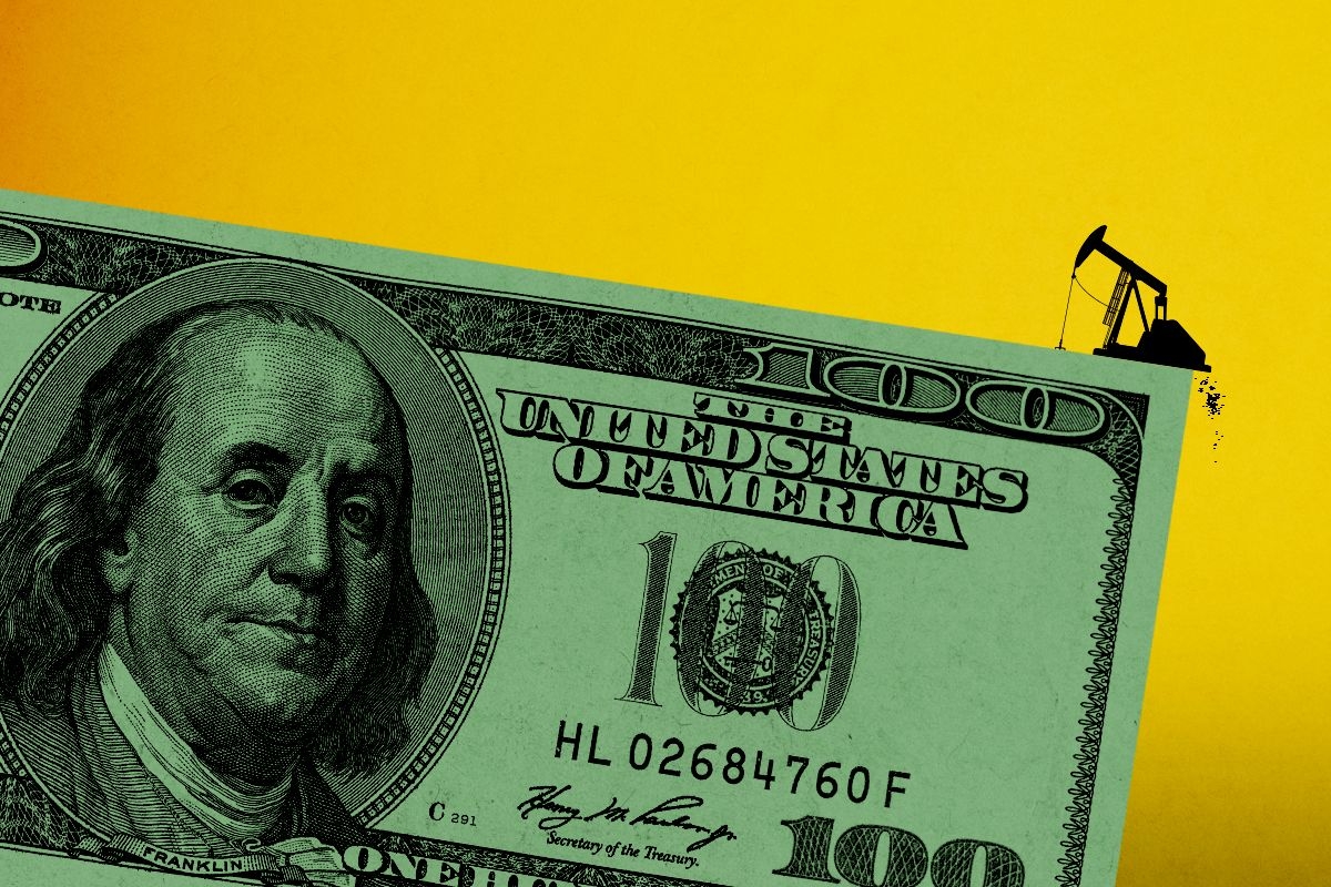 Money and an oil rig.