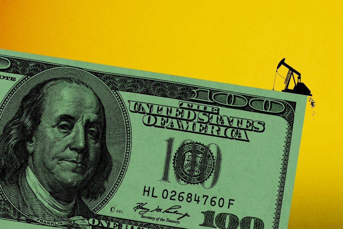 Money and an oil rig.