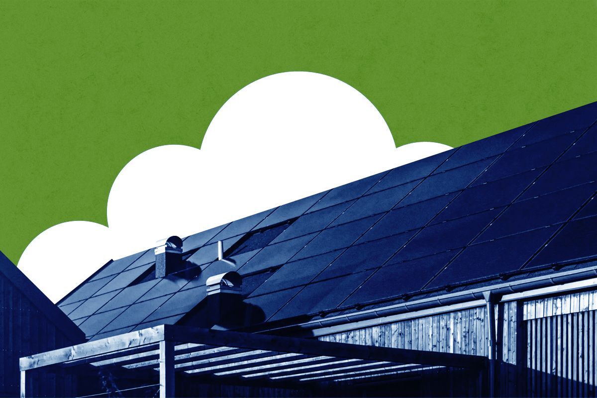 A house with solar panels.