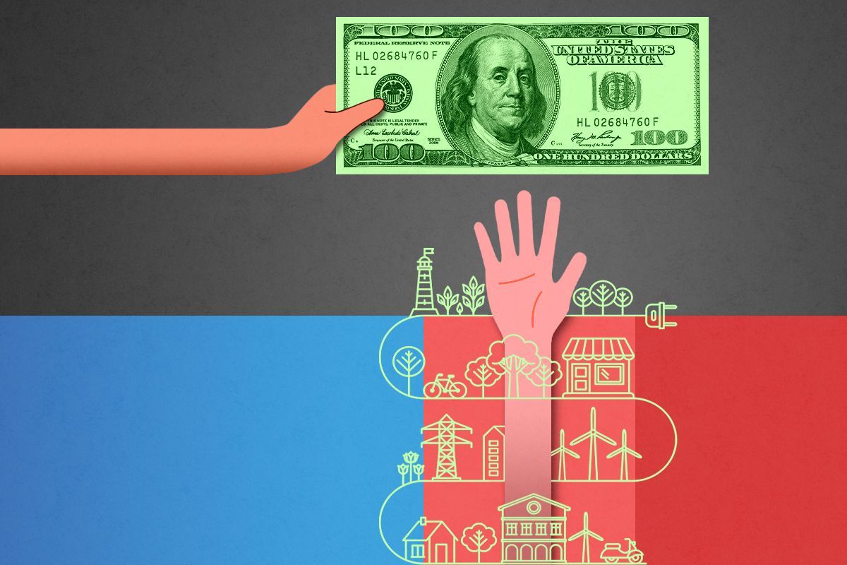 Money being handed out.