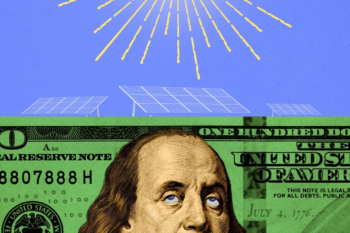 A $100 bill and solar power.