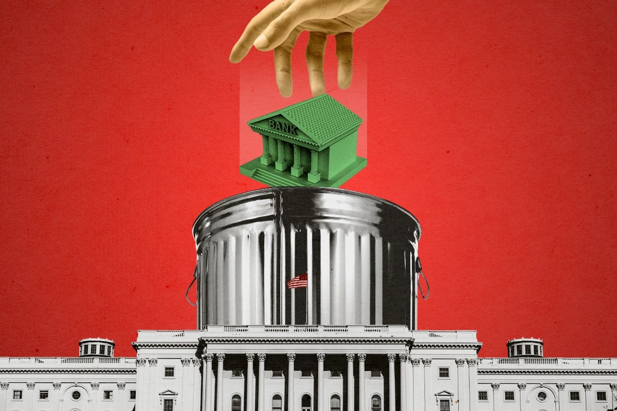 Throwing away a green bank.