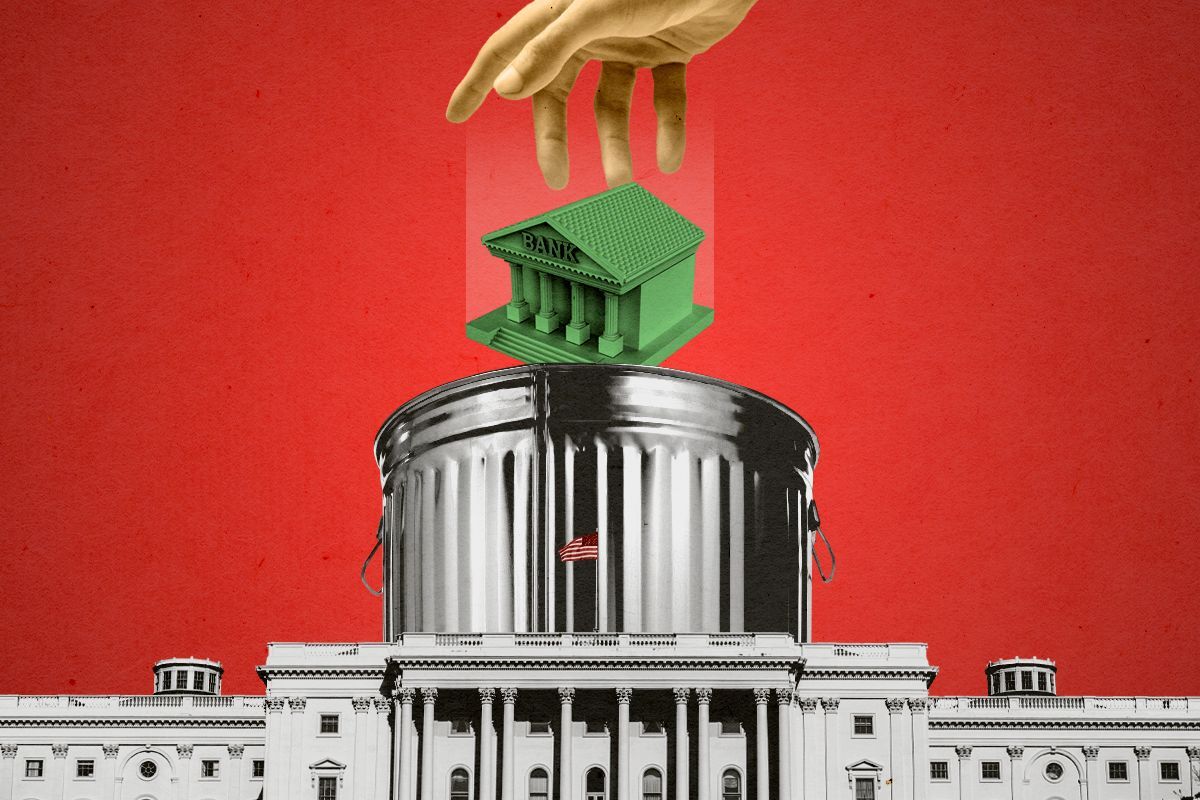 Throwing away a green bank.