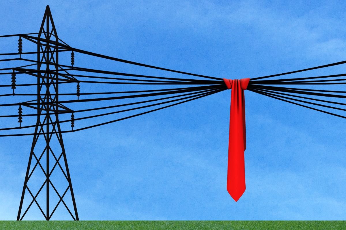 Power lines and Trump's tie.
