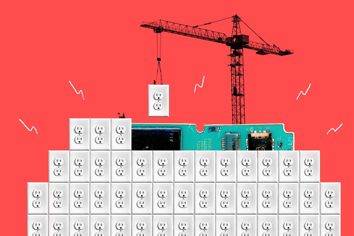 Electrical outlets and a computer chip